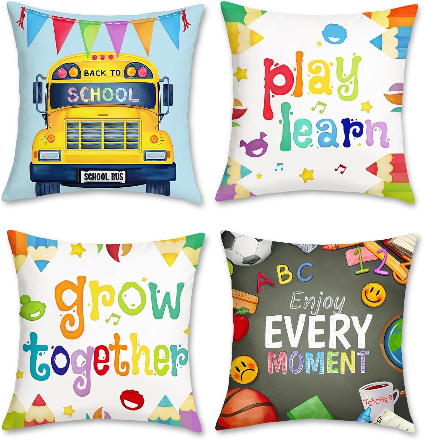 4 パック バックトゥスクール保育園用スローピローカバーセッ - Kids Education Motivation のレビューと価格